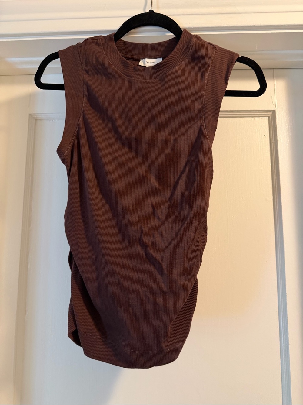 Reiss Ribbed Sleeveless Tank Top - Chocolate Brown